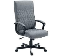 Vinsetto Silla de Oficina Giratoria Silla de Escritorio Basculante Tapizado en PU con Respaldo Alto y Altura Ajustable para Salón Oficina Carga 120 kg 65x72x102-112,5 cm Gris Oscuro
