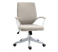Vinsetto silla de oficina giratoria silla de escritorio basculante con reposabrazos y altura ajustable para dormitorio salón carga 120 kg 62x69x92-100 cm beige