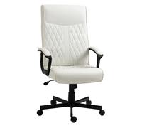 Vinsetto Silla de Escritorio Silla de Oficina con Respaldo Alto Altura Ajustable y Función de Inclinación Crema Aosom España