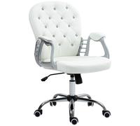 Vinsetto Silla de Oficina, Silla de Escritorio Ergonómica con Reposabrazos, Respaldo Acolchado Blanco