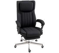 Vinsetto - Silla de Oficina, Silla ergonómica, Altura Ajustable, Respaldo reclinable, reposabrazos, reposapiés y reposacabezas con Ruedas giratorias, 65 x 61 x 105 - 113 cm, Color Negro