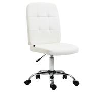 Vinsetto Silla de Oficina sin Brazos, Silla de Escritorio de Piel sintética con Altura Ajustable, botón copetudo, Color Blanco