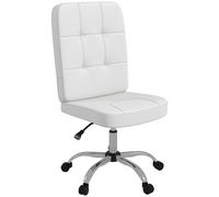 Vinsetto Silla de Oficina sin Brazos Silla de Escritorio Giratorio de Piel Sintética con Altura Ajustable 45x59x90-100 cm Blanco Aosom España