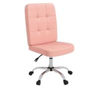 Vinsetto Silla de Oficina sin Brazos Silla de Escritorio Giratorio de Piel Sintética con Altura Ajustable Estilo Moderno Carga 120 kg 45x59x90-100 cm Rosa