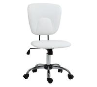Vinsetto Silla de Oficina sin Reposabrazos Silla de Escritorio Juveniles con Altura Ajustable y Función de Inclinación Carga 120 kg 50x54x87,5-96,5 cm Blanco