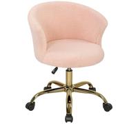 Vinsetto Silla de Oficina y tocador ergonómica de Teddy Fleece, Rosa | Silla giratoria, Altura ajustable, Asiento tapizado, Base de acero dorado, para oficina, sala de estar, dormitorio