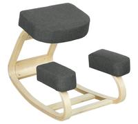 Vinsetto Silla Ergonómica con Inginocchiatoio en Madera de Abedul y Cojín, 51x69x58 cm, Gris