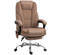 Vinsetto Silla ergonómica de oficina con función de masaje, reposapiés, giratoria, con ruedas, Marrón