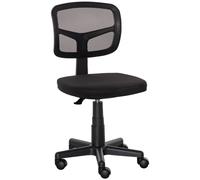 Vinsetto Silla Ergonomica de Oficina de Malla Giratoria con Altura Sin Brazos Ajustable Soporte Lumbar y Ruedas Negro Aosom España