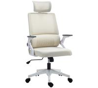 Vinsetto Silla Ergonómica Oficina Silla de Escritorio Giratorio con Soporte Lumbar y Malla Transpirable 58x61x102-119 cm Beige Aosom España
