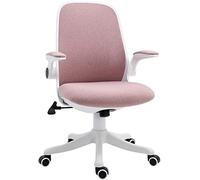 Vinsetto silla giratoria de oficina silla de escritorio basculante altura ajustable con reposabrazos elevable carga 120 kg para despacho dormitorio 62,5x60x94-104 cm rosa