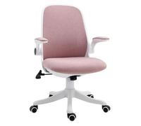 Vinsetto Silla de Escritorio Ergonómica Rosa Ajustable en Altura Hecha de Esponja PVC Nylon y Lino 62,5x60x90-98 cm Aosom España