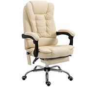 Vinsetto Sillón de masaje giratorio y ergonómico de altura regulable con 6 puntos vibrantes, 65 x 160 x 104 cm, color crema