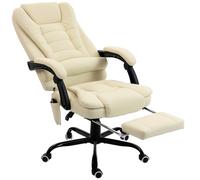 Vinsetto Sillón de oficina con masaje, silla de oficina con altura regulable, respaldo reclinable y mando por cable, beige Aosom España