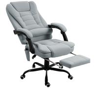 Vinsetto Sillón de oficina con masaje, silla de oficina con altura regulable, respaldo reclinable y mando a distancia por cable, gris Aosom España