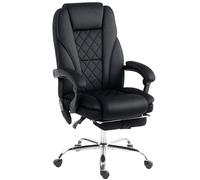 Vinsetto Sillón de oficina con masaje y calefacción altura regulable respaldo reclinable mando reposapiés retráctil negro