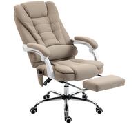 Vinsetto Sillón de oficina ejecutivo masajeador calefactable altura regulable respaldo inclinable tela de lino beige Aosom España