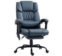 Vinsetto Sillón de oficina masajeador, reposapiés, altura regulable, respaldo reclinable, mando con cable, 66x75x122cm, azul Aosom España