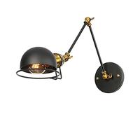 Vintage Aplique Pared Interior LED 5W Blanco Cálido Retro Industrial Ajustable Brazo Oscilante Metal Lámpara De Pared Iluminación Interior Decoració, Para Salon Dormitorio Sala Pasillo Escalera, Negro