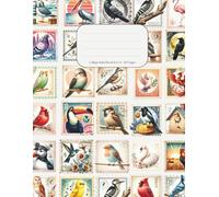 Vintage Bird Stamp Collage Notebook: Elegant Avian Postage Design Journal | 8.5” x 11” Lined Notebook | 120 Pages: Charming Retro Bird Illustrations ... for Writing, School, Journaling & Gift Giving