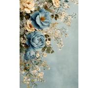 Vintage Blue Floral Composition Notebook: Symmetric Botanical Rose Journal, 6x9 Inch College Ruled Lined Paper, 110 Pages