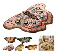Vintage Colorful Butterfly Print Rug,Irregular Butterfly Moth Shaped Area Rug,Soft Washable Non-Slip Faux Wool Mat,Absorbent Carpet for Living Room Bedroom Bath (Light Pink, 50x90cm/19.68x35.43in)