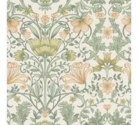 Vintage Entrelazados Flores Hojas Papel Holden Crema / Ocre 13392 Floral Vid