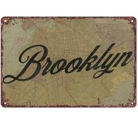 Vintage Map of Brooklyn New York Metal Tin Sign for Home Decor Office Wall Art (8 X 12 in)