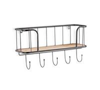 VINTHERA Moa Perchero de Pared en Acero y Pino, 50x16x26 cm
