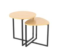 Vinthera Set 2 Mesas Auxiliares Moa Acero y Madera