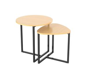 Vinthera Set 2 Mesas Auxiliares Moa Acero y Madera