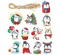 VINTORKY 12piezas Etiquetas Navideñas Diseño De Pingüino Para Decoración De Navidad Para Manualidades Tarjetas De Nombre y Embellecimiento