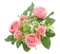 VINTORKY Anillo de Candelabro Flores Artificiales Rosa para Decoración de Mesa de Boda, Hecho de Plástico y Tejido, Adecuado para Arreglos Románticos Hogar