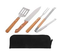 VINTORKY Juego de Herramientas Kit Completo para Barbacoa de Acero Inoxidable con Mango de Madera Fácil de Limpiar con Bolsa de Transporte para Barbacoas al Aire Libre y Patio