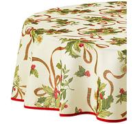 Violet Lino Rectangular/Rectangular Mantel, Cualquier, Cualquier, Beige, 60 Inches Round