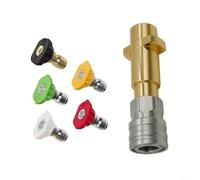 Violiica Boquilla de lavado a presión de conexión rápida para Karcher para BOSCH, adaptador de aleación de aluminio de 1/4 pulgadas con 5 puntas, conector de salida de agua de alto flujo para limpieza