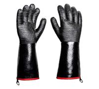 Violiica Guantes de barbacoa de calor a prueba de aceite de 500.0 °C, guantes de barbacoa para cocinar, hornear, camping, neopreno flexible con forro de algodón, negro, 17 pulgadas
