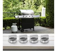 Violiica Paquete de 4 pomos galvanizados para parrilla de gas, esferas de repuesto plateadas de 58 mm con núcleo plano, asas de control de alta resistencia al calor, parrillas de barbacoa al aire