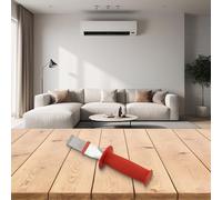 Violiica Peine de aletas de acero inoxidable HVAC con mango ergonómico, cepillo de radiador de alambre de doble capa, limpieza y alisado, para aire acondicionado, color rojo