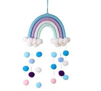VIONNPPT Colgante de pared de macramé con diseño de arco iris, colorido para habitaciones, decoración de pared, arte para niños, niñas, habitación infantil, sala de estar, dormitorio (azul)