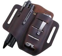 VIPERADE PJ8 Funda de Cuero Organizador EDC de Cuero Multiherramienta Retro Hademade 2 Bolsillos Portador Herramienta Cinturón Bolsa para Linterna Cuchillo Herramienta Táctica Pluma Aire Libre