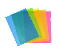 Viquel - 10 fundas de esquina transparentes - Bolsa de plástico con apertura en esquina - Surtido de 5 colores neón