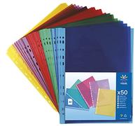 Viquel 208254 - Pack de 50 fundas perforada, de polipropileno, A4, multicolor