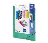 Viquel - Camisa de plástico con elástico - Bolsillo personalizable - Tamaño A4 - Calidad superior - Fabricado en Francia - Verde turquesa translúcido
