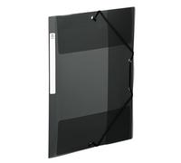 Viquel - Camisas de plástico A4 con solapas y etiqueta de identificación lateral - Fundas transparentes con cierre elástico - Almacenamiento de documentos A4 - Negro translúcido