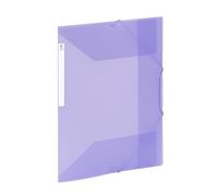 Viquel - Carpeta de plástico de gran capacidad con 3 solapas - Caja de archivos A4 con etiqueta de identificación - Morado translúcido