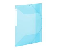 Viquel - Carpeta de plástico de gran capacidad con 3 solapas - Caja de archivos A4 con etiqueta de identificación - Azul translúcido