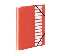 Viquel - Clasificador de documentos A4 con 12 compartimentos - Organizador de escritorio extensible - Portadocumento A4 con índice, cierre elástico - Gama FEEL'EASY - Naranja
