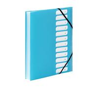 Viquel - Clasificador de documentos A4 con 12 compartimentos - Organizador de escritorio extensible - Portadocumento A4 con índices - Cierre elástico - Gama FEEL'EASY - Azul turquesa