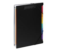 Viquel - Clasificador extensible de 6 posiciones A4 con soporte para bloque - Clasificador Rainbow Class "Clip Case" - Negro